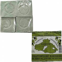 Παραδοσιακό Σαπούνι Πράσινο από Αγνό Ελαιόλαδο Λεσβιακή Γη 250gr χ 4τμχ